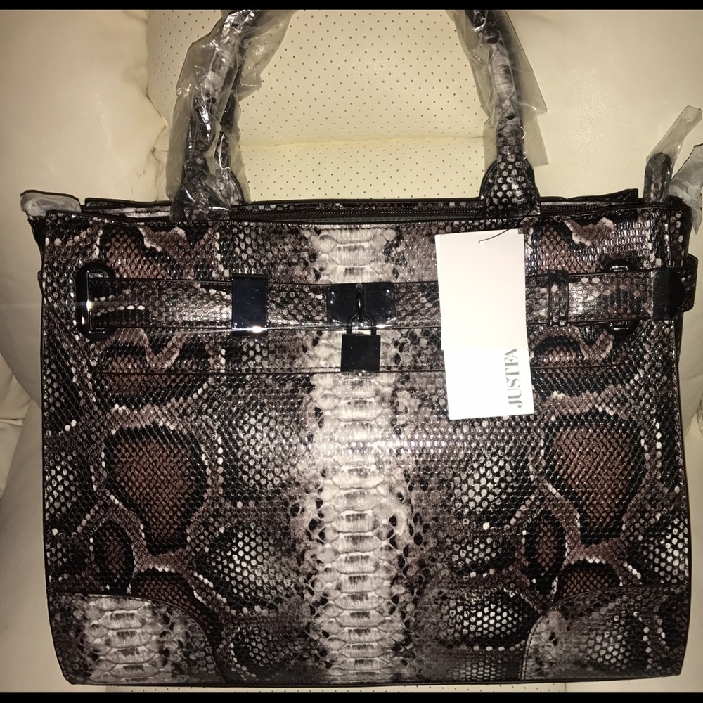 Faux snake skin large purse